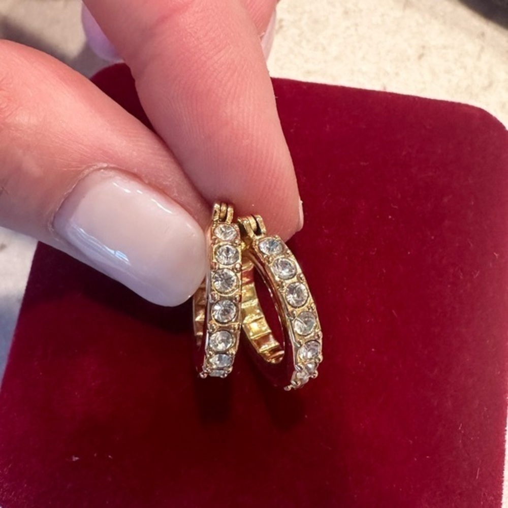 Gold Swarovski Matrix Hoops. Simple Elegance